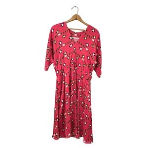 Tucker Kilim Pattern Red Cinched Knee/Over Knee Length‎ Silk Dress - Medium